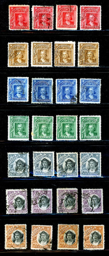 Sellos Postales De Chile. Colón. Serie Peso Bronce, 1904-09.