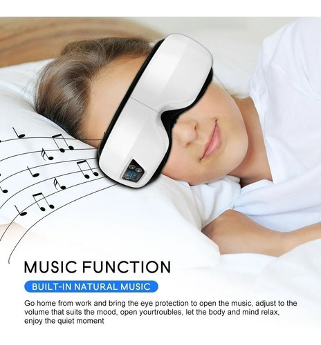 Gafas de masaje oculares circulares relajantes antioscuras con Bluetooth, color blanco