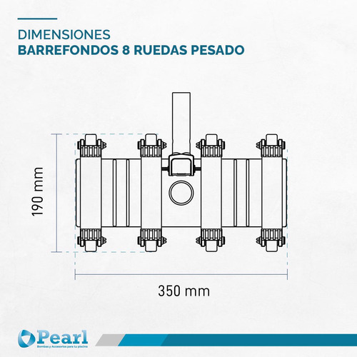 Barrefondo Limpia Piletas Flexible Pearl 8 Ruedas