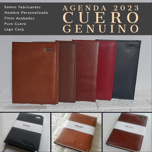 Agenda De Cuero Genuino 2023 Nombre Personalizado Grabado