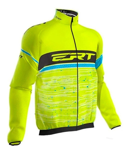 Jaqueta Corta Vento Ert Cycling Team Amarelo E Azul Ciclismo