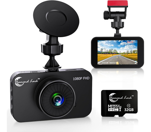 Dashcam Diamond Lark 1080p, Ang De Visión 170°, 32 Gb, 3''