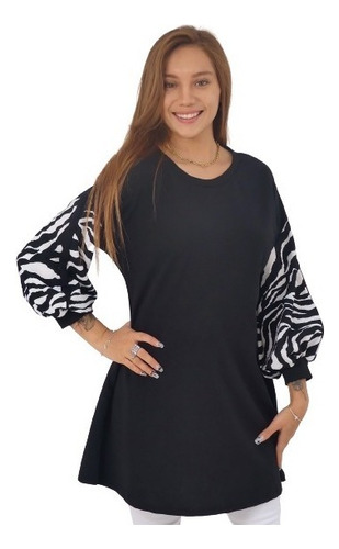 Vestido Corto Mangas Globo Animal Print Zebra