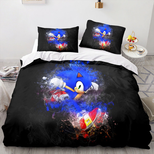 Juego De Funda Nórdica De 3 Piezas Juego De Cama Sonic Carto