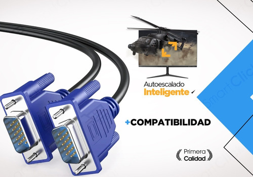 Cable Vga Monitor 3 Metros Macho Pc Con Filtro Cobre 100%