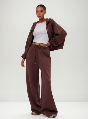 Jogger Joging Palazo Wide Leg Ancho Chocolate Talles Grandes