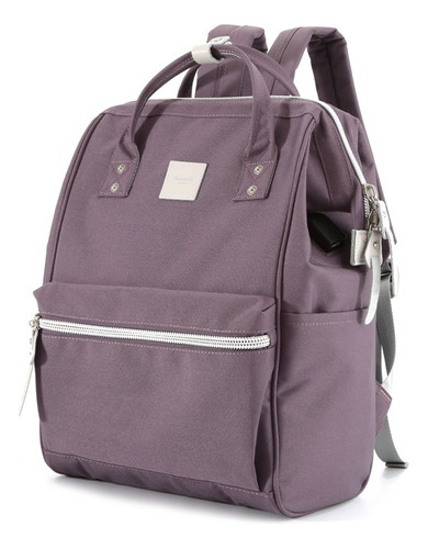 Mochila Multibolsillos Porta Laptop Con Usb - Violeta