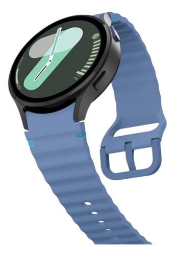 Pulseira Fecho Silicone Respirável Para Galaxy Watch 4 5 6 7 Cor Azul Acinzentado