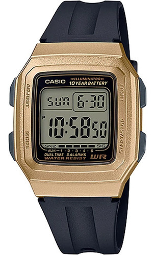 Relógio Casio Unissex Vintage Illuminator Prata Dourado Cor Da Correia Preta Cor Do Fundo Digital