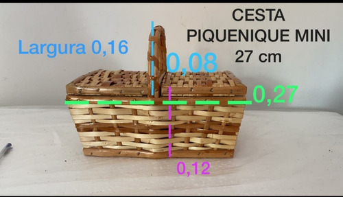 Imagem 4 de 4 de Cesta Piquenique Mini 27x15x13 Kit 10 Pçs