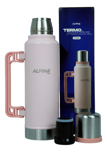 Termo Acero Inoxidable Con Pico Cebador Alpina 1.4 Litros Rosa