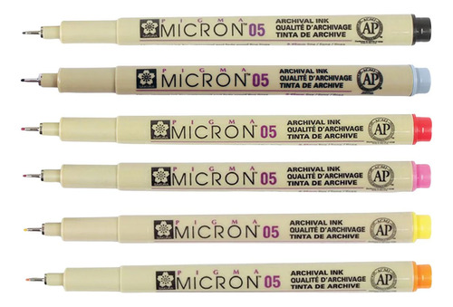 Tiralíneas 0.5 Mm. Sakura Pigma Micron Set 6 Colores Cálidos Surtido