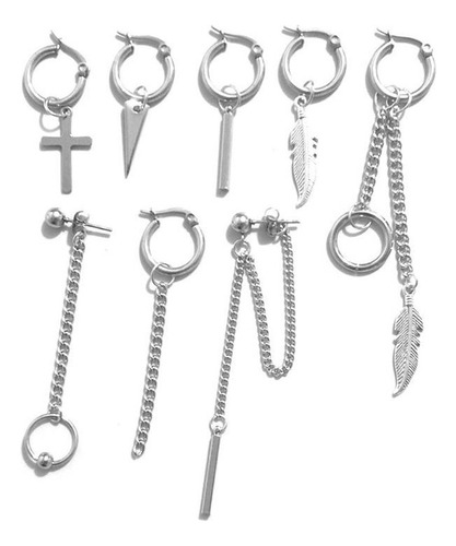 Set De 8 Unidades/set Fashion Trend Titanium Steel Para Homb