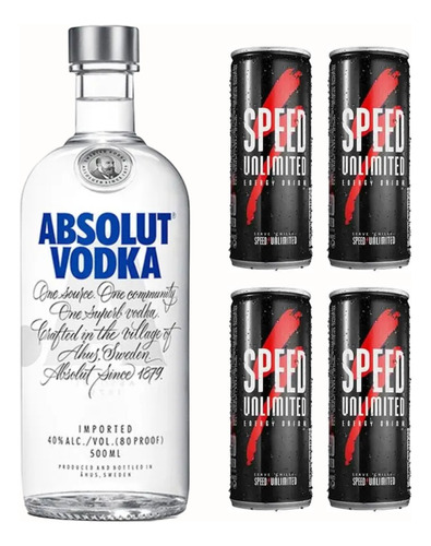 Vodka Absolut + 4 Speed Zetta Bebidas