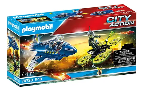 Jato De Brinquedo Da Polícia Com Drone City Action Sunny Cor Azul...
