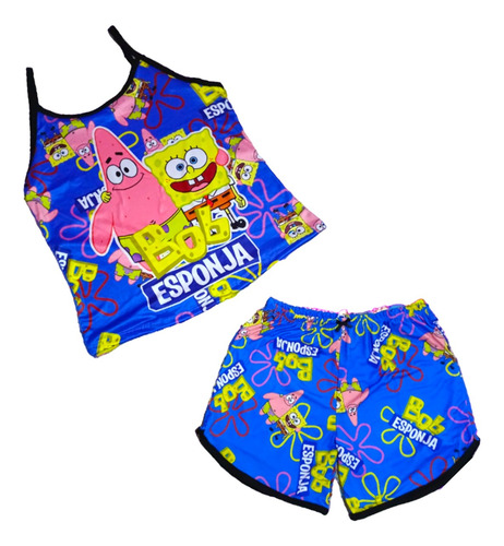 Pijama Bob Esponja Y Patricio 2pz Blusa Tirantes Y Short Kar