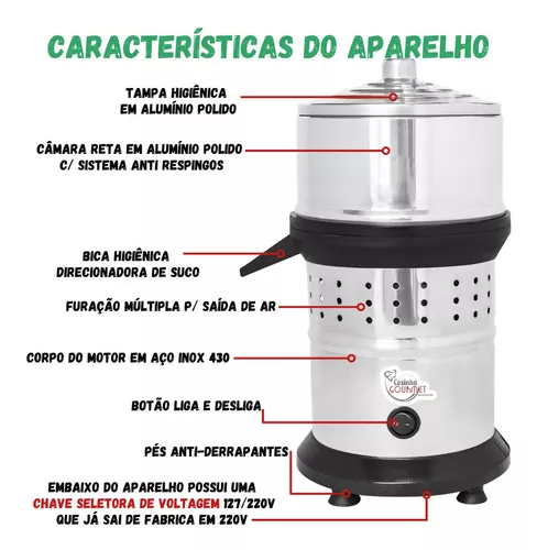 Espremedor Industrial Profissional Inox Suco Laranja 500w - IND Shop