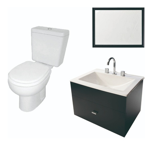 Combo Para Baño Basico Vanitory 60cm Espejo Inodoro - Cuotas