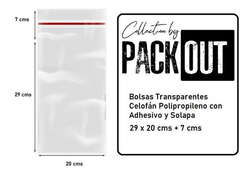 100 Bolsas Celofán 20x29+7 Cms Transparente Autoadhesivas