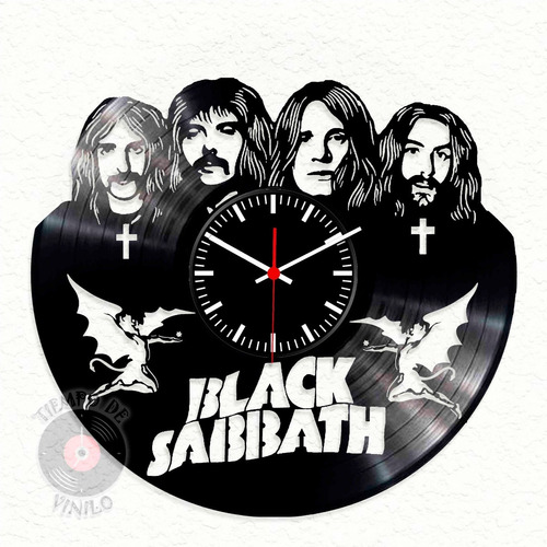 Reloj De Pared Elaborado En Disco Lp  Ref. Black Sabbath