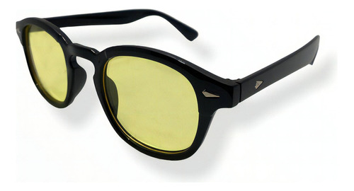 Óculos De Sol Quadrado Transparente  Vintage Tartaruga Preto Cor da lente Amarelo Desenho Redondo