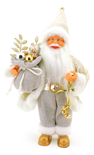 Papai Noel Luxuoso Decoração Natalina 30cm Cor Cinza-dourado