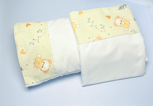 Juego De Sábanas Moises / Colecho 60x90cm + Almohada Bebe Beige Happy Bear