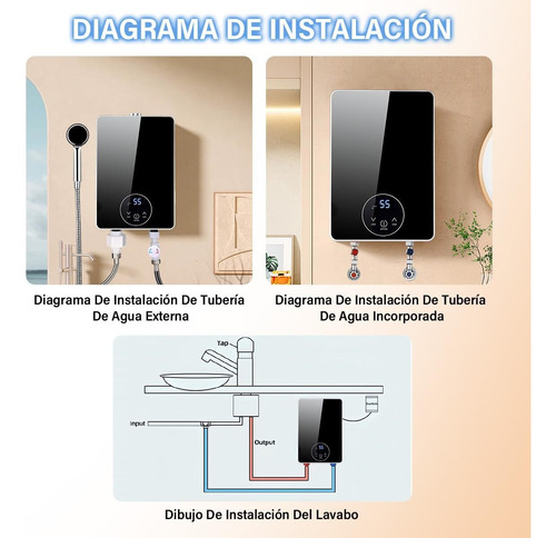 Calentador Agua Eléctrico Sin Tanque, Temperatura Ajustable