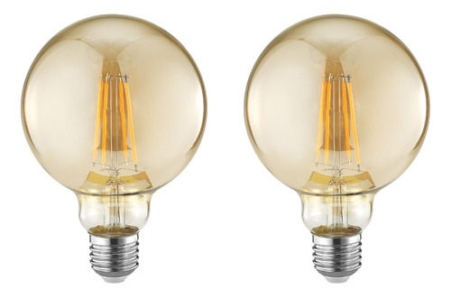 Kit 2 Lâmpadas Filamento Led G95 Vintage E27 4w 2300k Bivolt