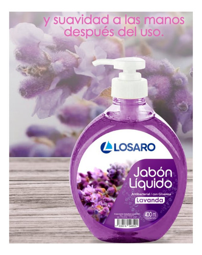 Jabón Liquido Antibacterial C/ Glicerina Aroma Lavanda 400ml