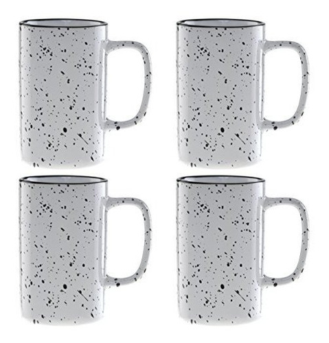 Culver 18ounce Campfire Ceramica Mug Set De 4 Blanco