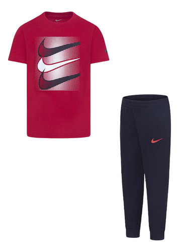 Conjunto Deportivo Nike Swoosh Niños-negro/rojo