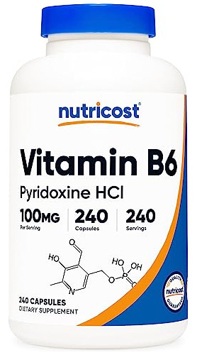 Nutricost Vitamina B6 (piridoxina Hcl) 100mg, 240 2f34o