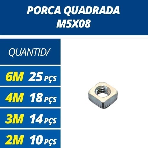 Imagem 1 de 1 de Porca Quadrada M5x08 Al - 10uni