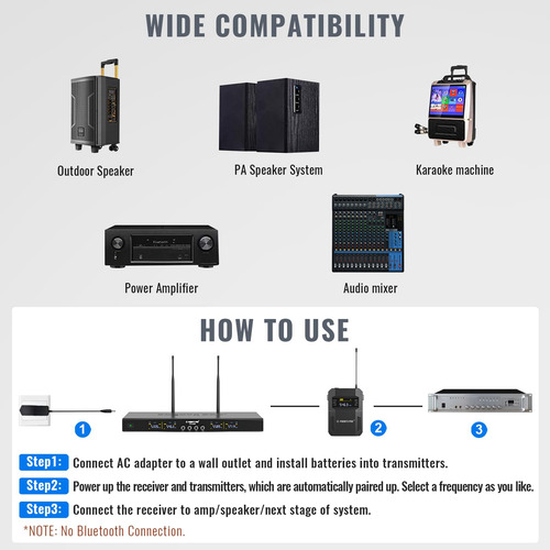 Sistema De Micrófono Inalámbrico 4 Canales Con Auriculares