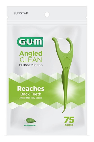 Flosser dental GUM con aplicador Angulados sabor menta 75 u