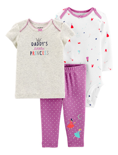 Carters Set 3 Piezas Body Remera Pantalon Princesa