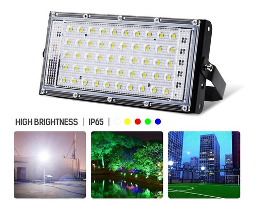 10 Reflector Led Multicolor 50w Rgb C/control Slim Exterior