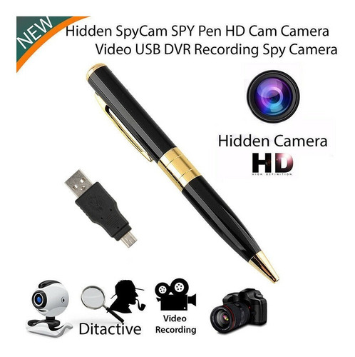 Boligrafo Lapicero Espia Camara Hd Video Oculta Usb Micro Sd