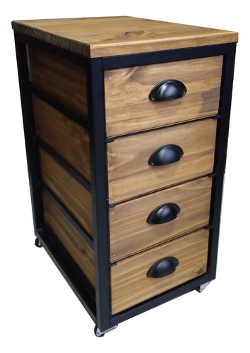 Imagen 1 de 3 de Cajonera Industrial Escritorio Pc Ruedas Movil Hierro 30x40