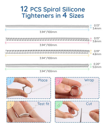 Ajustador De Tamaño De Anillo Para Anillos Sueltos, Juego De Blanco.