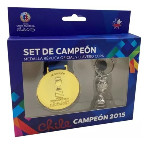 Set De Campeón Copa America Chile 2015 Medalla + Llavero 