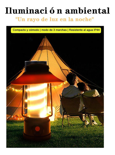Lámpara Recargable Solar Linterna Camping Multiple Portátil