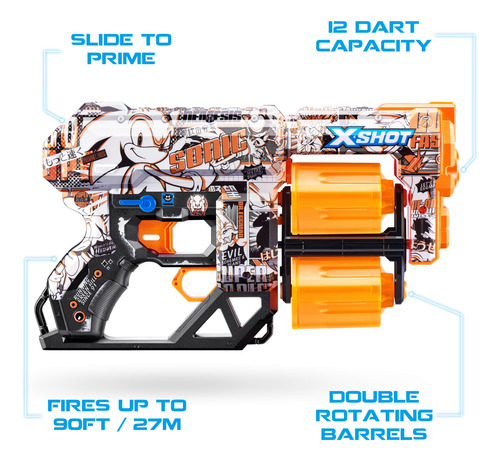 Blaster Retro Dread Sonic Con 24 Dardos Y Doble Rotación