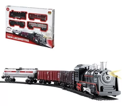 Ferrorama Trem Clássico Super Trilhos Locomotiva Com Luz E Som 45 Pçs