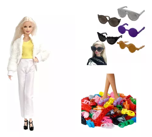 Lindas 5 Roupinhas + 5 Sapatos Para Boneca Barbie Inverno