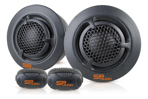 Juego Tweeters Sp Audio Pastilla Domo Seda Sptw-18 De 50w Color Negro