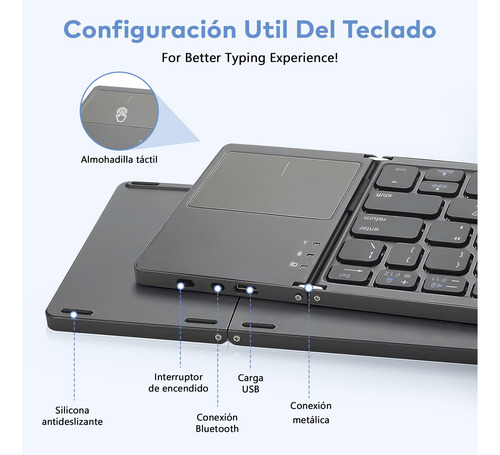 Teclado Bluetooth Plegable,teclado Inalámbrico Portátil