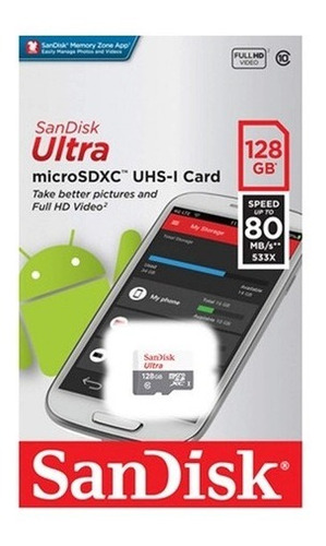 Cartão Memória 128gb Micro Sd Ultra 80mbs Classe 10 Sandisk