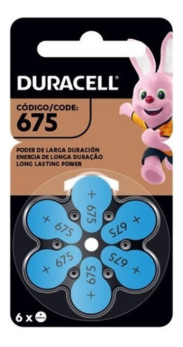 Pilas Duracell #675. Para Audífonos  Sordera. 